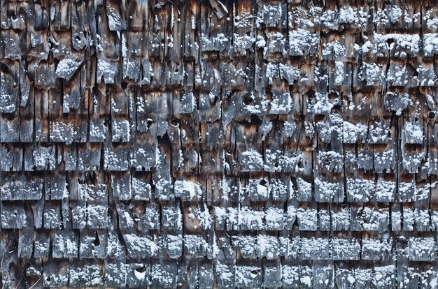 Cedar Shingles during a cold Winter Day