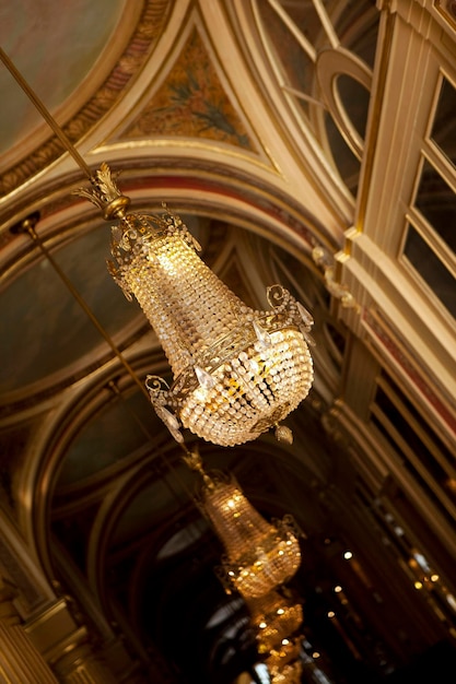 Ceiling and glass chandelier