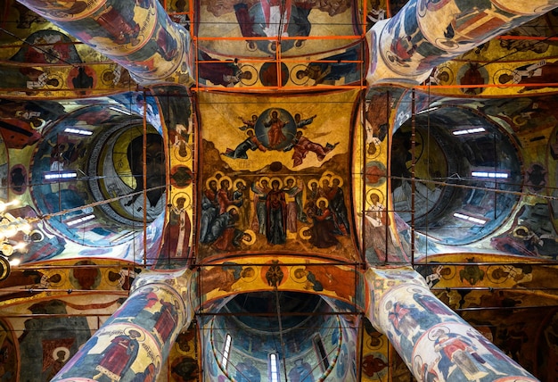 Ceiling inside the Dormition Assumption Cathedral in Moscow Kremlin Russia