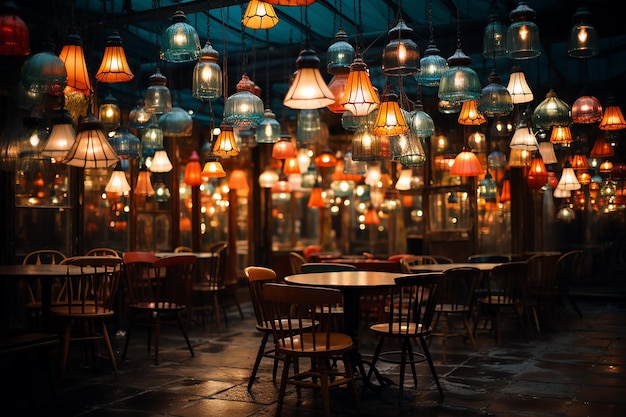 Ceiling Lamps in a Cafe