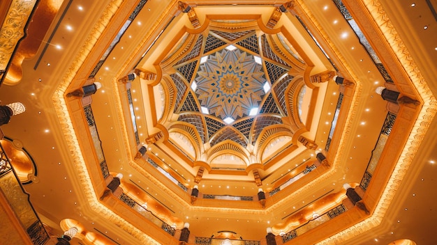 The ceiling of the lobby of the grand hyatt.