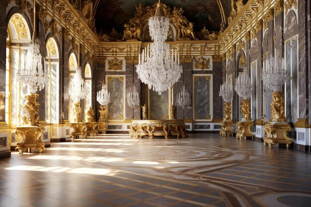 궁전의 천장은 금과  대리석으로 장식되어 있습니다.