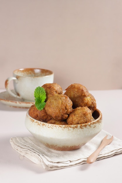 Cekodok Pisang is a traditional Malay banana fritter snack, other name is jemput-jemput or Cucur.