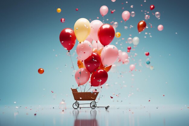 Celebrate baby day with floating balloons confetti and space for signatures