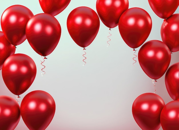 Фото Отпраздновать фон с красивыми красными шариками копировать пространство для текста ии генерируется