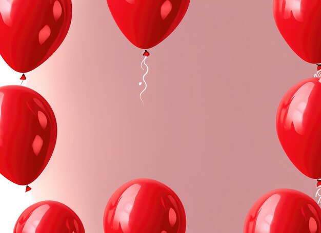 Photo celebrate background with beautiful red balloons copy space for text ai generated