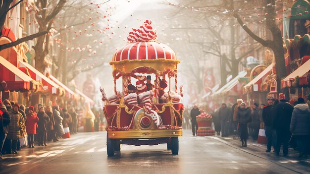 冬のワンダーランドでクリスマスの祭りの装飾と休日の楽しさを祝い 新年おめでとうございます