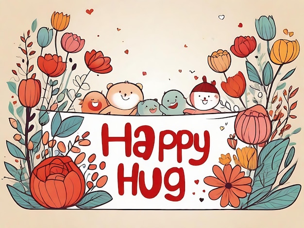 Celebrate Happy Hug Day with Our Free Vector HandDrawn Horizontal Banner