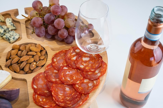 To celebrate a holiday Wine table with snacks and wine