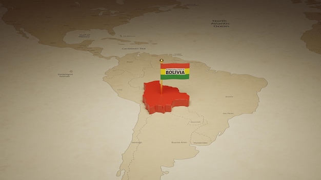 Celebrate Independence Day with 3d flag map of Bolivia