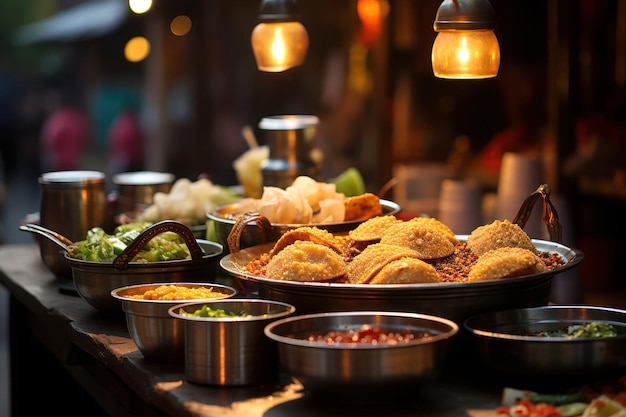 Празднуйте индийские кулинарные изысканности с индийским карри Тандори изыски Biryani уличная еда