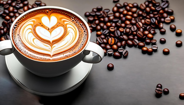 맛있는 커피와 아름다운 라떼 장식으로 국제 커피의 날 기념
