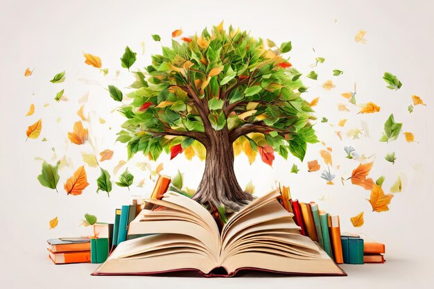 Celebrate International Literacy Day A vibrant concept with a tree adorned with colorful books