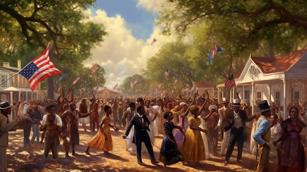 праздновать_Juneteenth_Freedom_Day_emancipation Красиво сделано с Генеративным ИИ