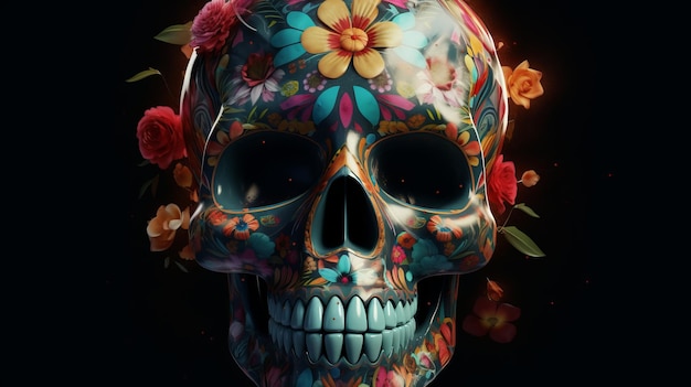 Отпразднуйте жизнь и смерть с красочным дизайном черепа «День мертвых»