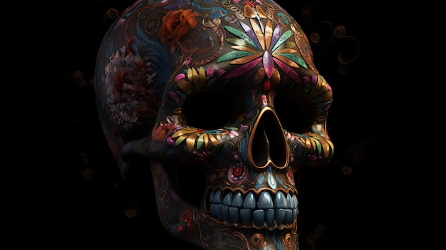 Отпразднуйте жизнь и смерть с красочным дизайном черепа «День мертвых»