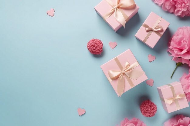 celebrate mom with this top view floral and heart decor photo ai generated