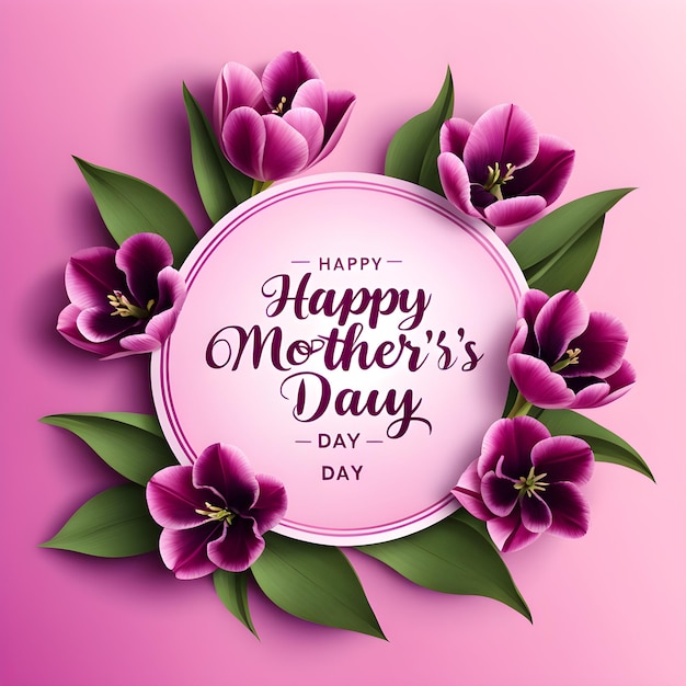 Celebrate Mothers Day in style with this bright and cheerful illustration featuring a baby pink bac