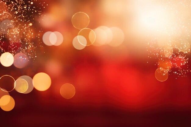 Celebrate the New Year with a Red and Gold Abstract Bokeh Background with copy space