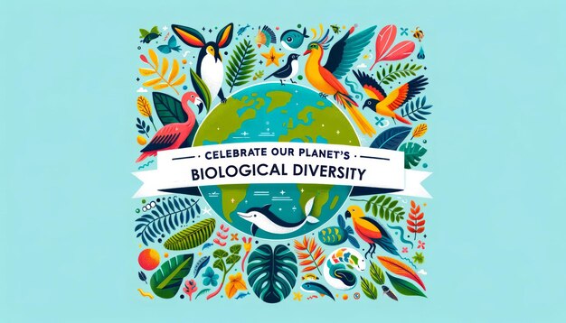 Празднуйте биологическое разнообразие нашей планеты Colorful Earth Banner
