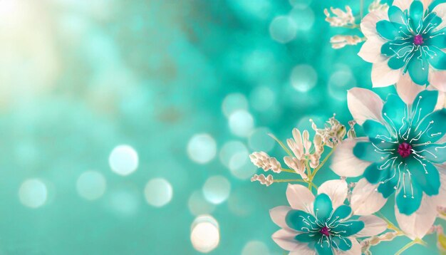 Photo celebrate ramadan in bloom turquoise flowers grace this vibrant banner