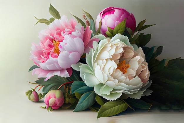 Celebrate spring with the vibrant hues of peonies Generative Ai