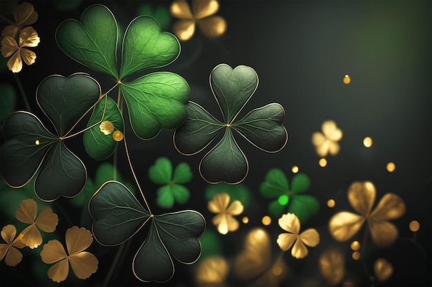 Celebrate St. Patrick's Day with green shamrock leaves