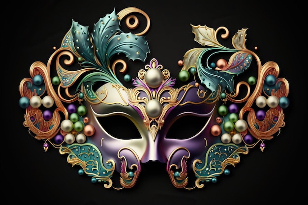 Foto festeggia lo spirito vibrante della maschera del martedì grasso, maschera di carnevale veneziano, decorazione di perline