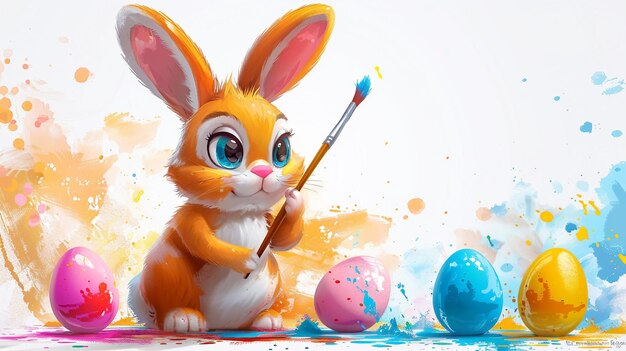 Foto celebriamo con il nostro happy easter bunny banner salta nella gioia