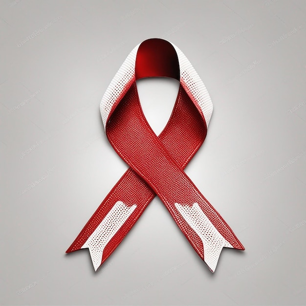 celebrate world aids day and red ribbon isolated on white background