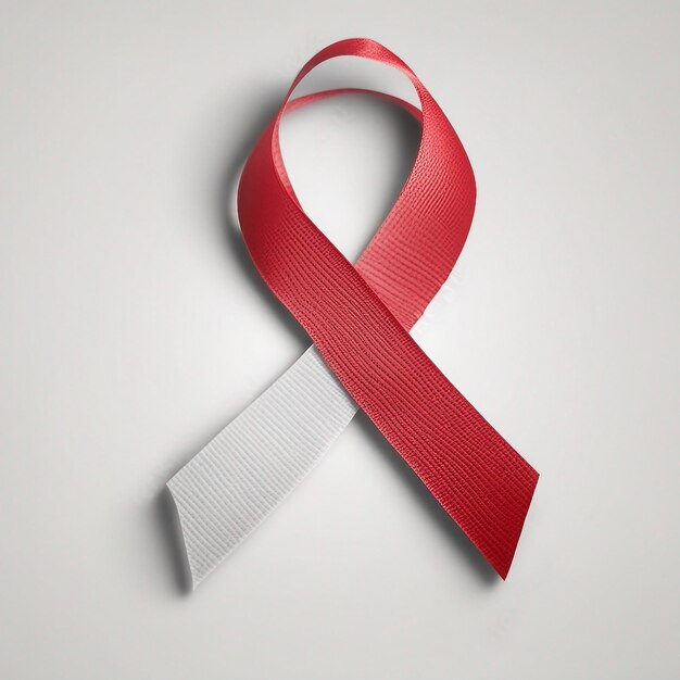 celebrate world aids day and red ribbon isolated on white background