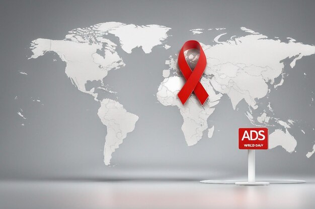 Photo celebrate world aids day and red ribbon isolated on white background