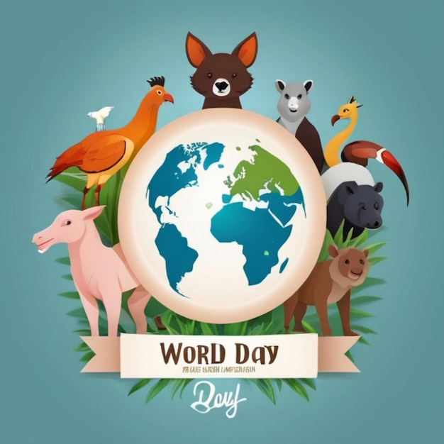 Photo celebrate world animal day with free vector backgrounds