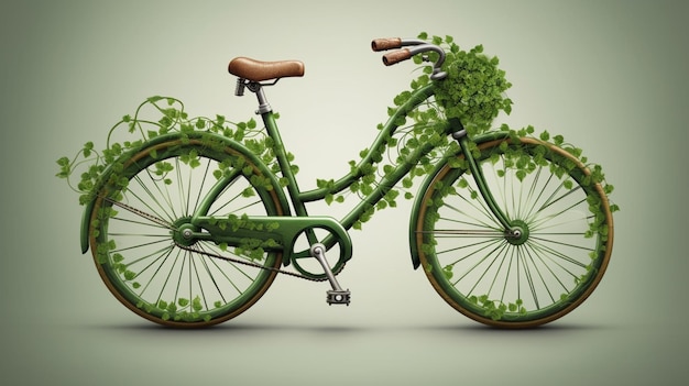 Celebrate World Bicycle Day with this unique a bicycle wrapped in green leaf tendrils