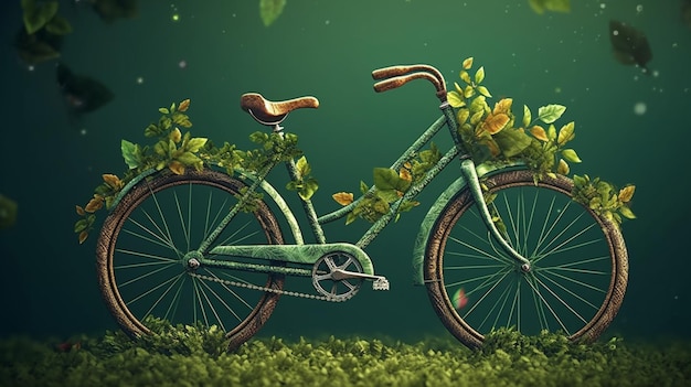 Celebrate World Bicycle Day with this unique a bicycle wrapped in green leaf tendrils