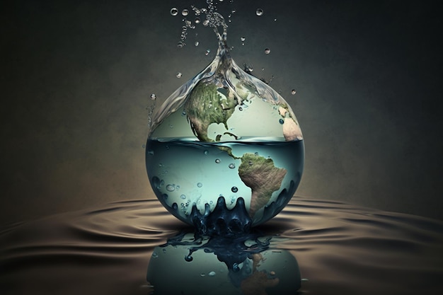 Отпраздновать Всемирный день водных ресурсов Земля с концепцией природы воды Экологически чистый генеративный искусственный интеллект