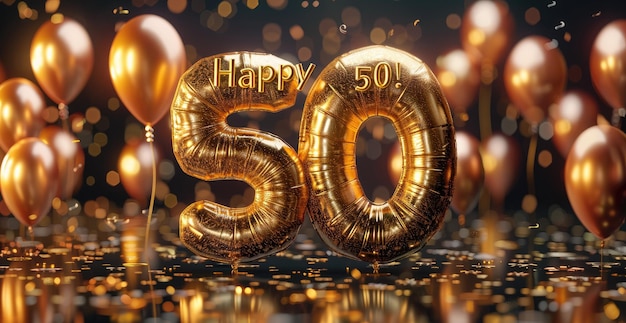 Празднование 50 счастливых текстов в праздничном шрифте, отмечающем радостную веху, идеально подходит для приглашений на день рождения, объявлений о годовщине или праздничных дизайнов с веселой и яркой темой