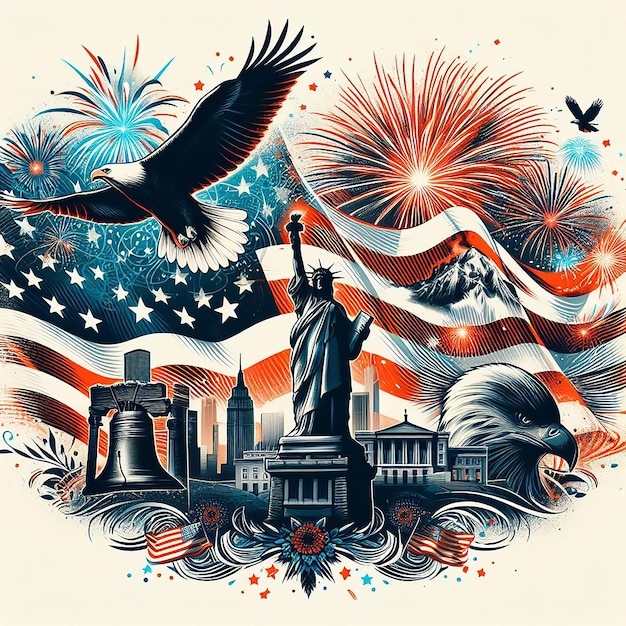 Photo celebrating american independence day generated ai image