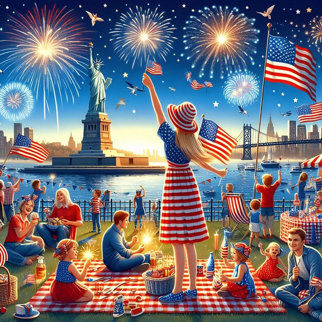 celebrating American Independence Day generated AI Image