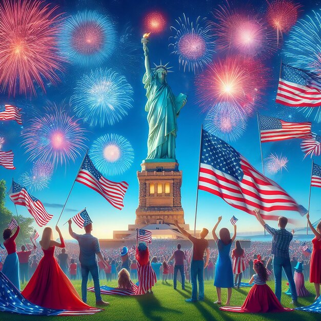 celebrating American Independence Day generated AI Image