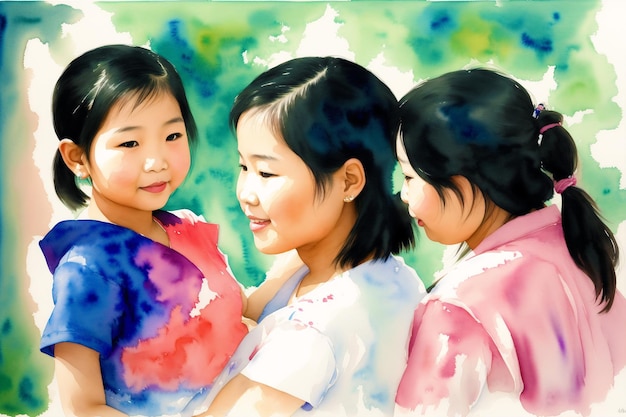 Celebrating Asian Family Traditions Asian boy asian girl Asian mother and daughter Generative AI