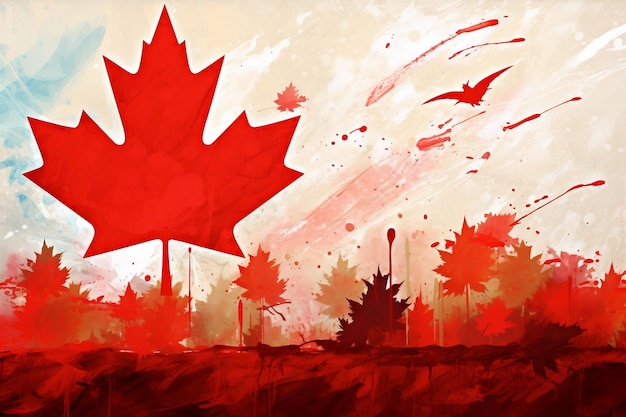 Celebrating Canada Day Artwork with Flag Element Generative AI