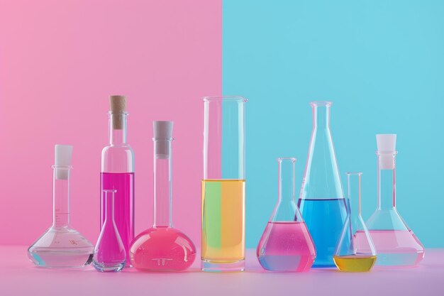 Celebrating Chemist Day with laboratory equipment and colorful chemicals
