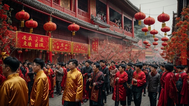 Photo celebrating chinese new year amidst a breathtaking and vibrant scene