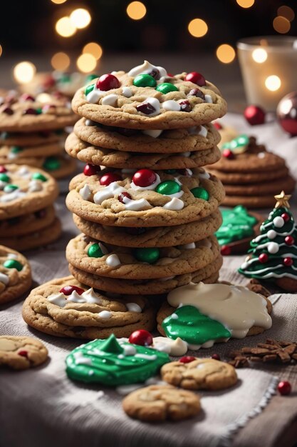 Photo celebrating christmaschristmas cookies colorfully decorated