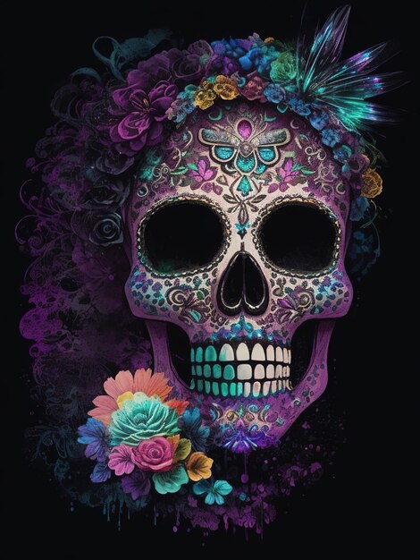 Photo celebrating the day of the dead honoring departed loved ones in mexican culture