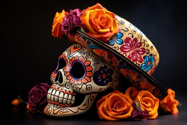 Celebrating the Day of the Dead with a skull