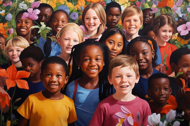 Photo celebrating differences children embracing diversity