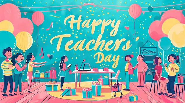 Celebrating Educators A Vibrant Happy Teachers Day Banner Illustration