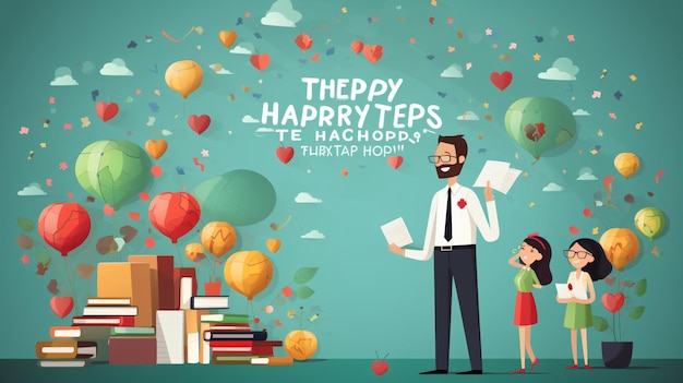 Celebrating Educators A Vibrant Happy Teachers Day Banner Illustration